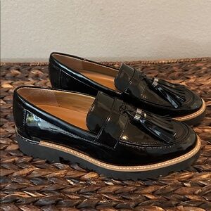 Franco Sarto Carolynn Patent Tassel Lug Sole Platform Loafers